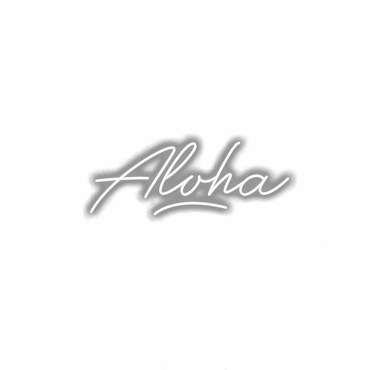 Aloha" handwritten word shadow effect on white background.