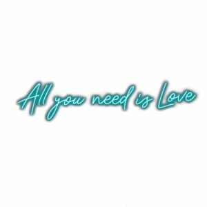 Neon sign text "All you need is Love