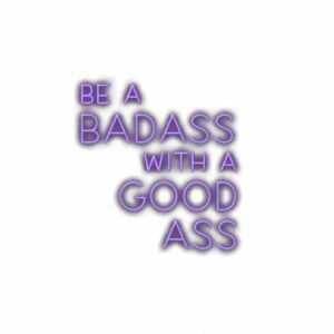 Motivational quote in purple 3D font.