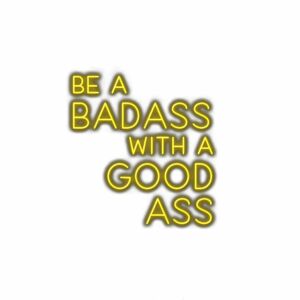 Inspirational neon sign text with shadow effect.
