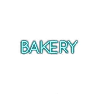 Stylized teal text spelling "BAKERY