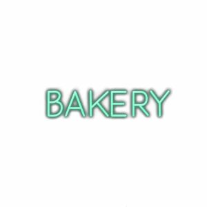 3D text reading "BAKERY" with shadow effect.