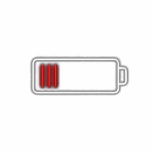 Low battery icon showing red level