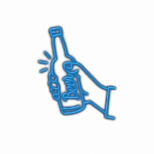 Neon beer bottle sign graphic.
