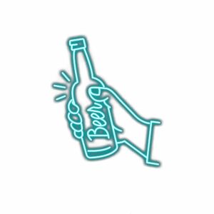 Neon beer bottle sign illustration.
