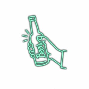 Neon beer bottle sign illustration