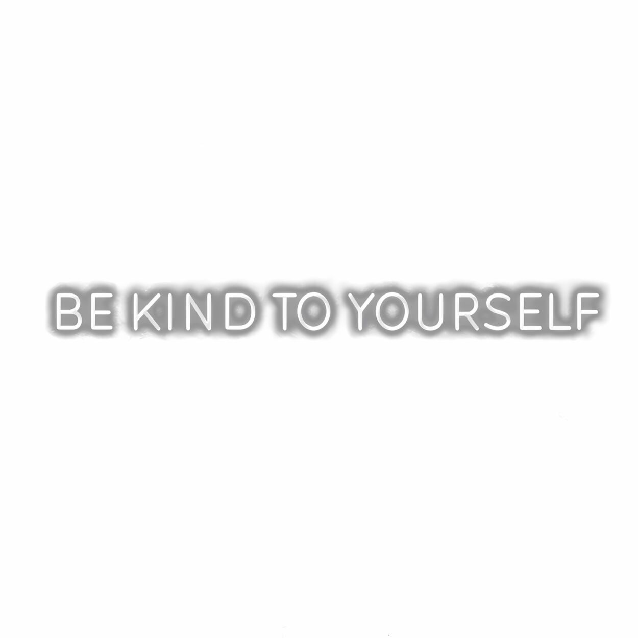 Inspirational message "Be Kind to Yourself" in white text.