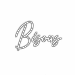 White background with the cursive word "Bisous" shadowed.