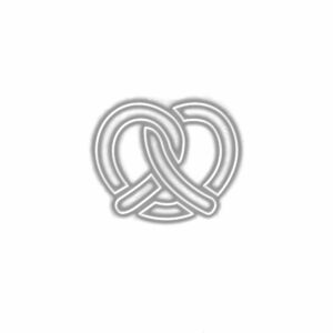 Interlocking hearts illustration, silver love symbol, shadow effect.