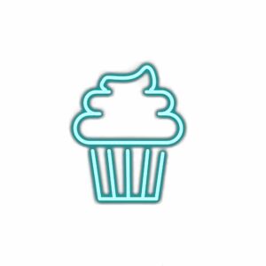 Neon outline of a cupcake icon