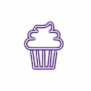 Neon purple cupcake sign illustration