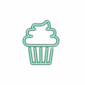 Neon cupcake sign illustration.