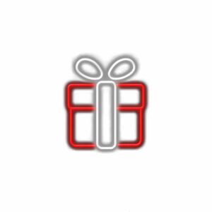 Icon of a red and white gift box.