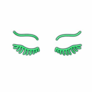 Neon green eyelashes illustration.