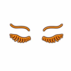 Graphic emoji of eyes with eyebrows and lashes.