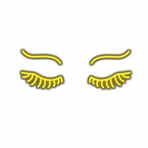 Closed eyes emoji illustration with eyelashes.