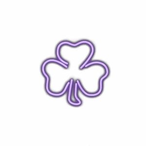 Neon purple cloverleaf shape on white background.