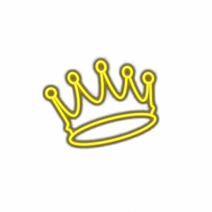 Neon yellow crown illustration on white background.