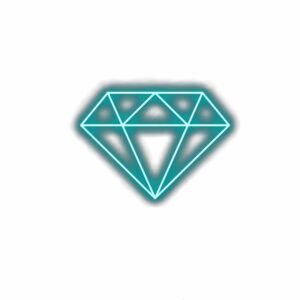 Illustration of a stylized turquoise diamond.