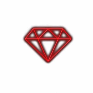 Red diamond shape with shadow on white background.