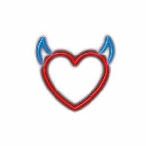 Red heart with blue devil horns.