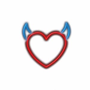 Neon heart with devil horns illustration
