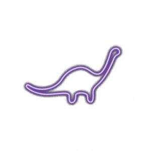 Purple dinosaur neon outline illustration.