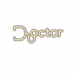 Stylized text spelling "Doctor" with creative font.