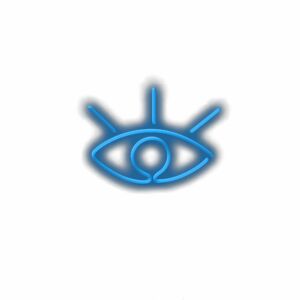 Stylized blue eye icon with geometric design