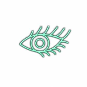 Neon light eye illustration on white background