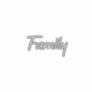 Embossed 'Family' text on white background