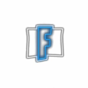 Blue letter F with shadow on white