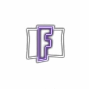 Stylized letter F with purple outline