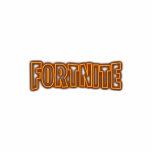 Fortnite game logo with orange 3D effect.