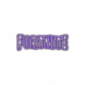 3D purple Fortnite logo text