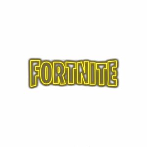 Fortnite game logo in yellow and black colors.