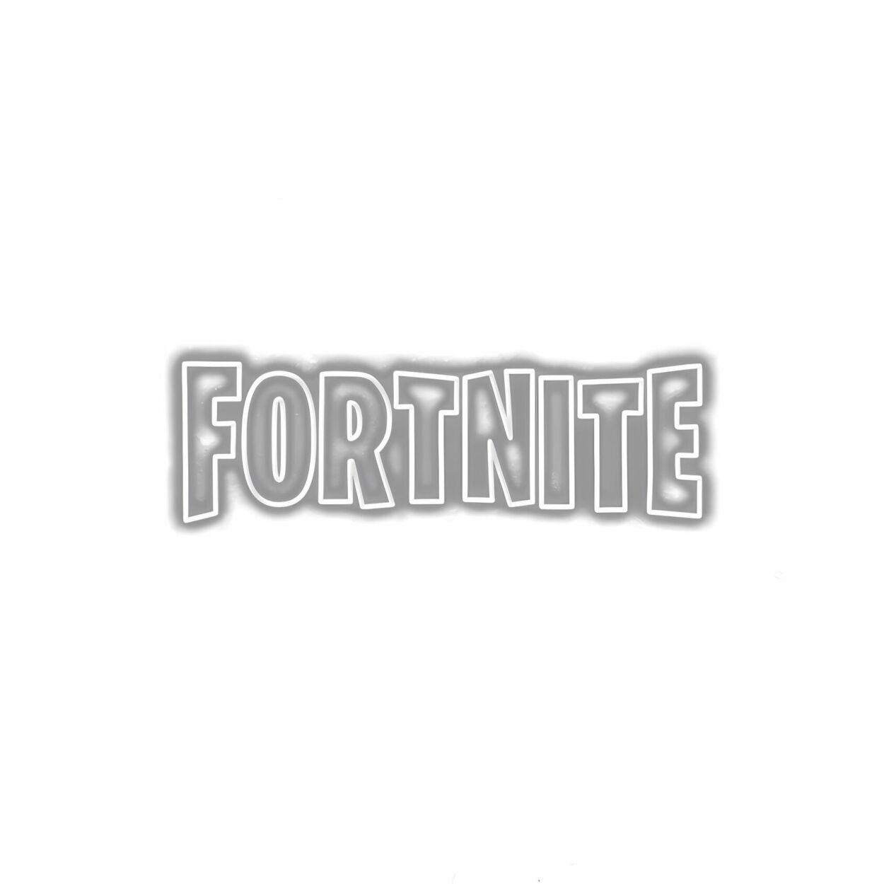 3D "FORTNITE" logo in grayscale.