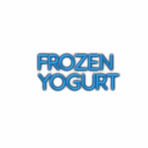 Frozen yogurt text in icy blue letters