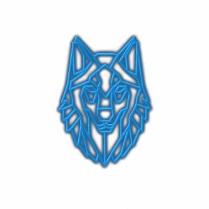 Blue geometric wolf head illustration