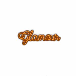 Neon sign with the word Glamour in cursive