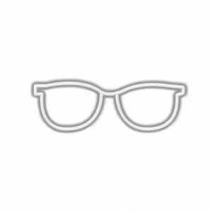 White silhouette of eyeglasses on a background.