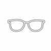 White silhouette of eyeglasses on gray background.