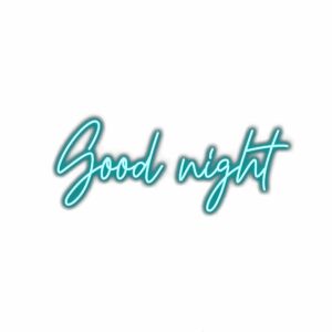 Stylized teal Good Night text on white background