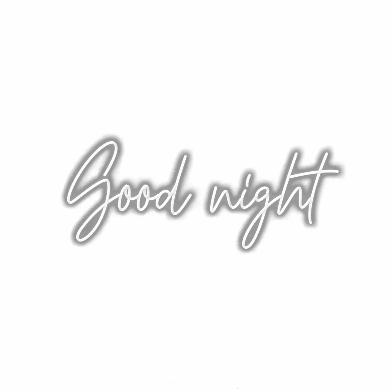 Elegant "Good Night" cursive text on white background.