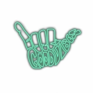 Shaka hand sign with Good Vibes text illustration