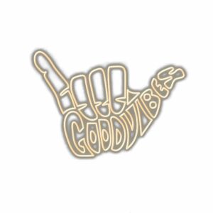 Shaka sign sticker with text 'Good Vibes'