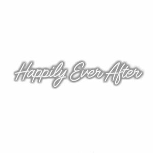 Text "Happily Ever After" with shadow effect.