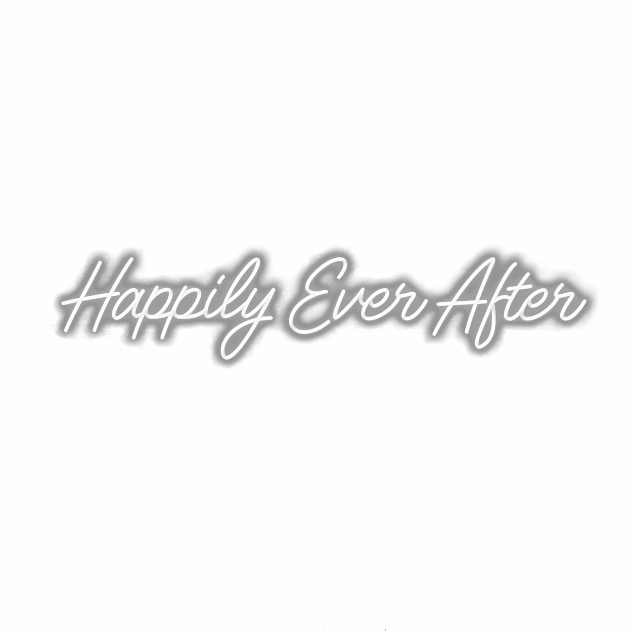 Elegant "Happily Ever After" cursive text shadow.