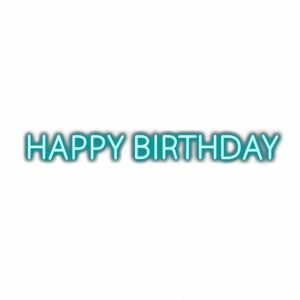 Happy Birthday text in turquoise shadow effect