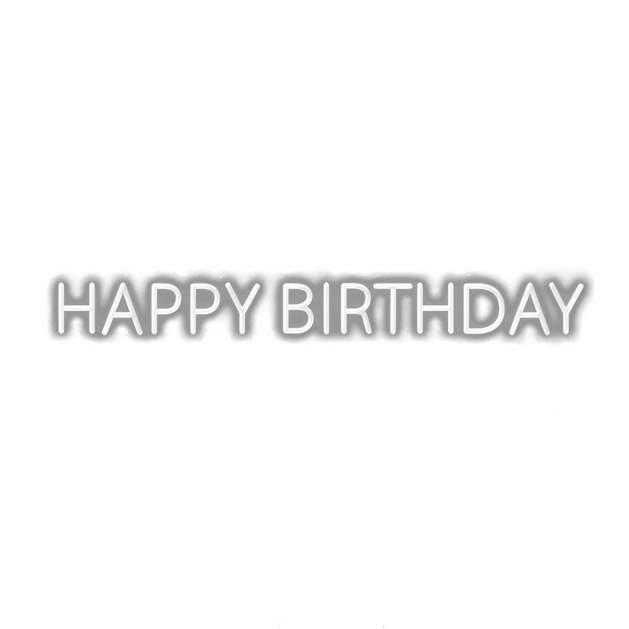Embossed text saying 'Happy Birthday' on white background.